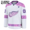 Lasten NHL Detroit Red Wings Pelipaita Custom Fanatics Hockey Fights Cancer Practice 2024-25 Valkoinen
